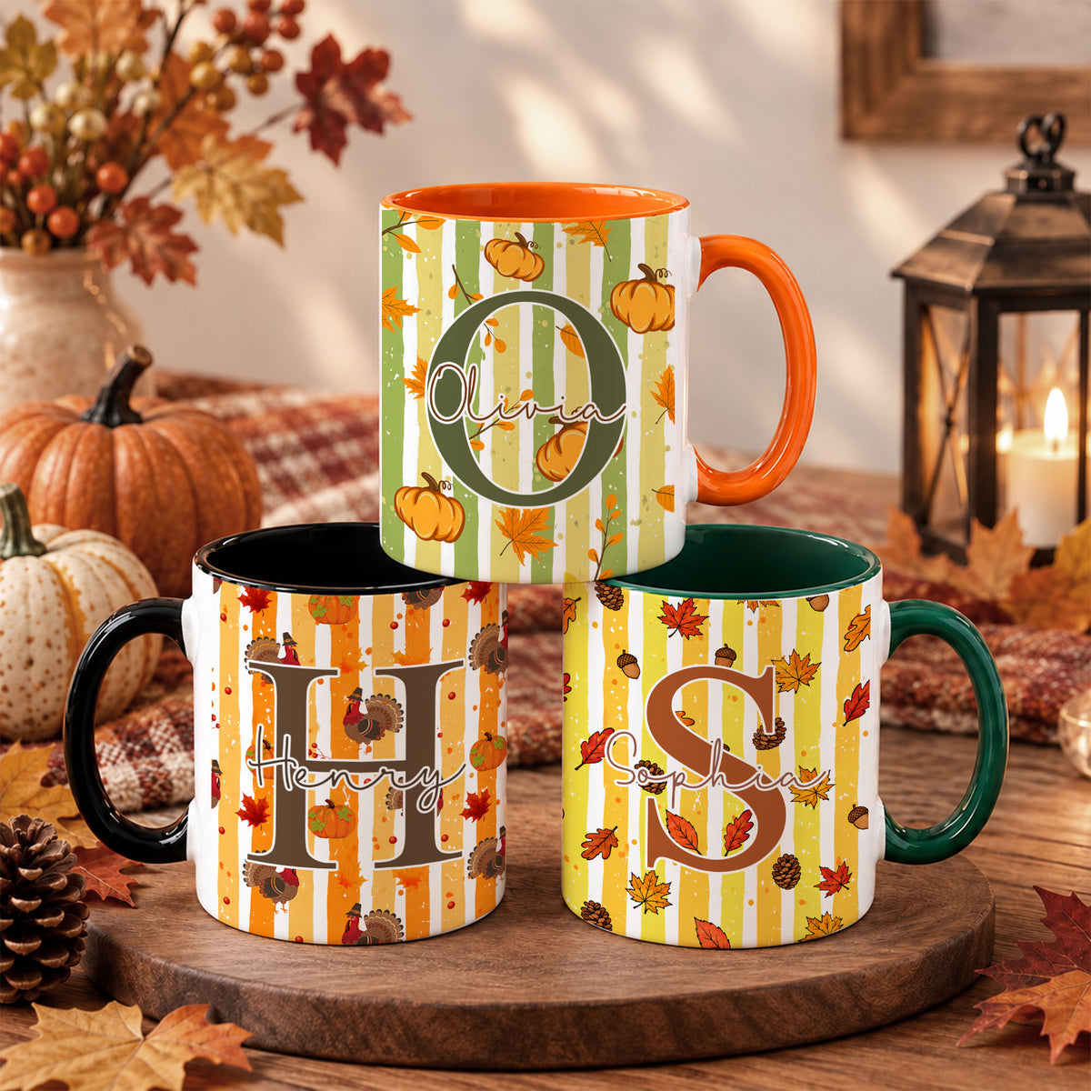 Personalized Thanksgiving Mug - Custom Name Fall Pumpkin Mug - Thanksgiving Gift for Friends, Self Gift