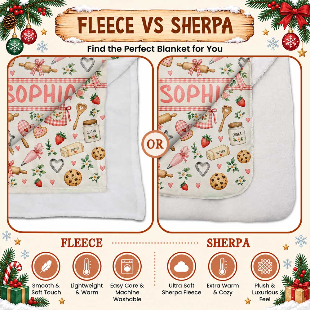 Personalized Baker Blanket - Custom Kid Name Baking Blanket - Christmas Gift, Birthday Gift for Kids, Daughters