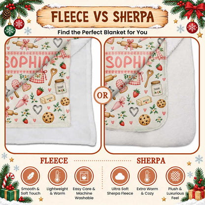 Personalized Baker Blanket - Custom Kid Name Baking Blanket - Christmas Gift, Birthday Gift for Kids, Daughters