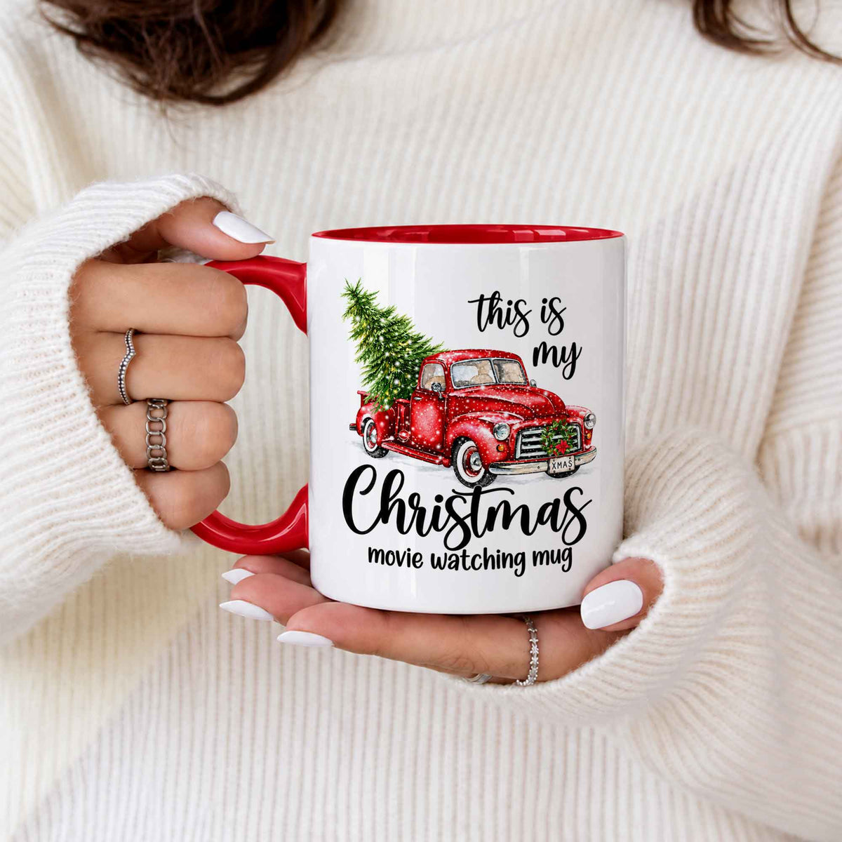 Christmas Movie Mug, Red Truck Christmas Tree Coffee Mug, Holiday Gift for Family