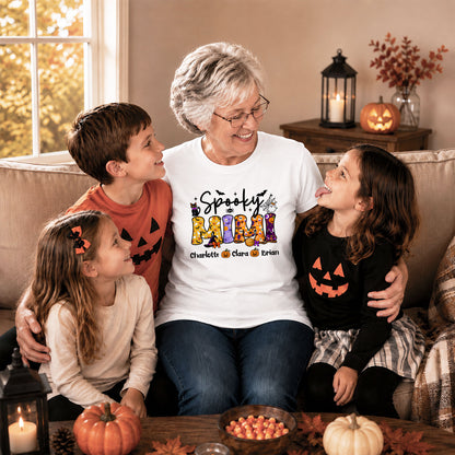 Personalized Halloween Sweatshirt - Spooky Mama - Custom Mama Grandma T-shirt Sweatshirt, Spooky Season Gift for Mom & Grandma