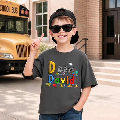 Colorful Alphabet School Shirt - Custom Name Kid T-shirt - Back To School Gift for Boys & Girls