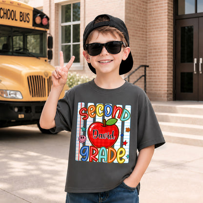 Personalized Colorful School Shirt - Custom Name & Grade Kid T-shirt - Back To School Gift for Boys & Girls