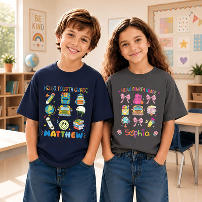 First Day of School Sporty Shirt - Custom Grade & Name Kids T-Shirt - Back to School Tee for Boys