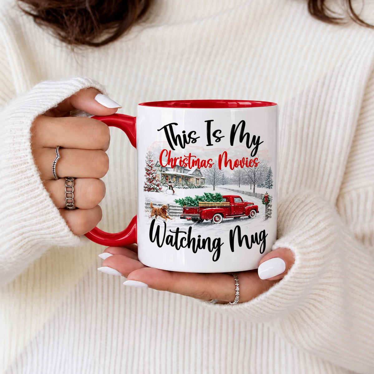 Christmas Movie Mug, Red Truck Christmas Tree Coffee Mug, Holiday Gift for Family