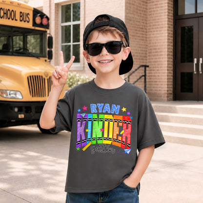 Crayon School Shirt - Custom Name & Grade Kid T-shirt - Back To School Gift for Boys & Girls