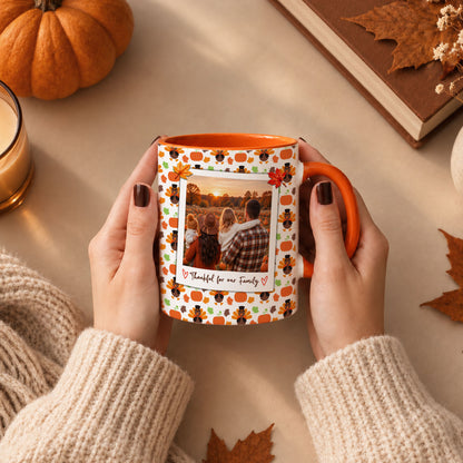 Personalized Thanksgiving Mug - Custom Photo & Message Accent Mug - Family Thanksgiving Gift