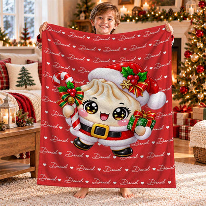 Personalized Christmas Squishy Blanket - Custom Dumpling Characters Christmas Blanket - Cute Christmas Gifts for Kids
