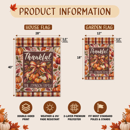 Personalized Thanksgiving Garden Flag - Custom Family Name Christian Flag - Thanksgiving Decor Gift