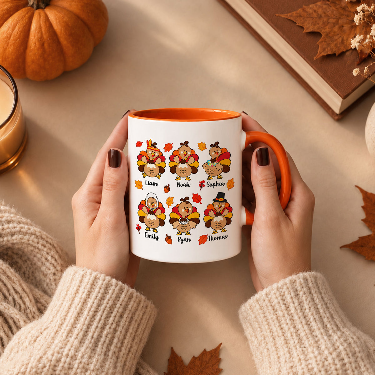 Personalized Thanksgiving Mug - One Thankful Grandma Turkey Mug - Thanksgiving Gift for Family