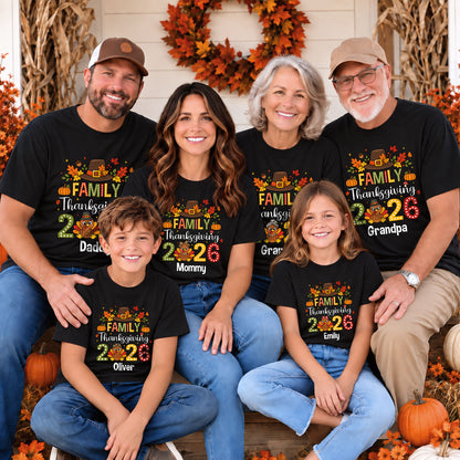 Personalized Thanksgiving Family Shirts - Custom Turkey Matching Shirt - Thanksgiving 2026 Outfit