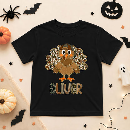 Personalized Thanksgiving Kids T-Shirt - Custom Turkey Shirt for Boys and Girls - Cute Fall Outfit, Thanksgiving Gift for Kids