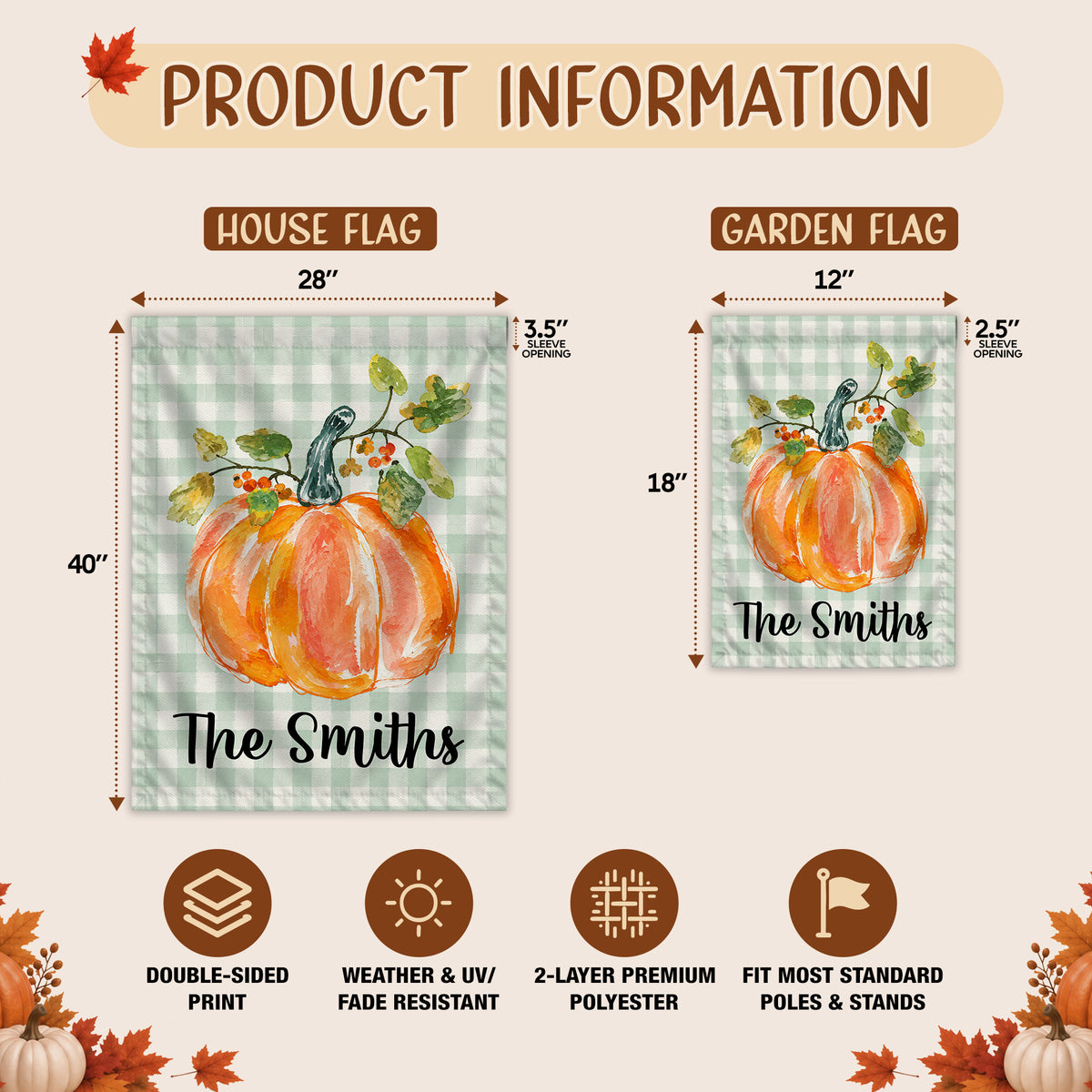 Personalized Thanksgiving Garden Flag - Custom Family Name Flag - Thanksgiving Porch Decor