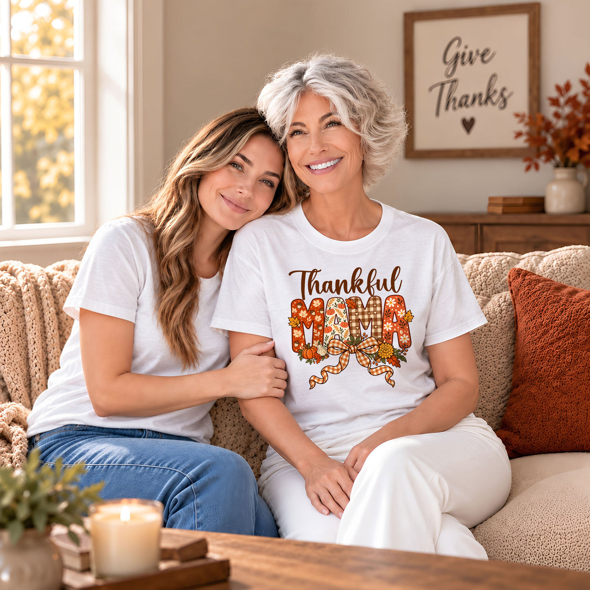 Personalized Thanksgiving Shirt - Thankful Mama - Holiday Gift for Mom, Grandma