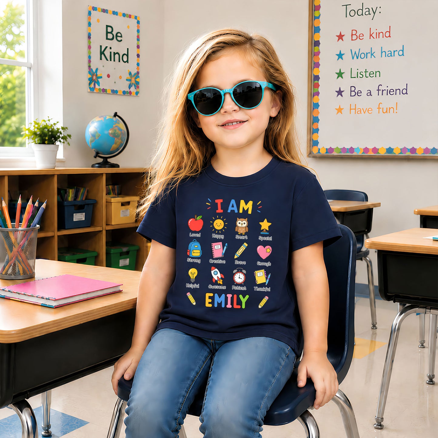 Kid Affirmations Shirt - Custom Name Kid T-shirt - Motivational Back To School Gift for Boys & Girls