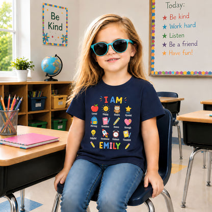 Kid Affirmations Shirt - Custom Name Kid T-shirt - Motivational Back To School Gift for Boys & Girls