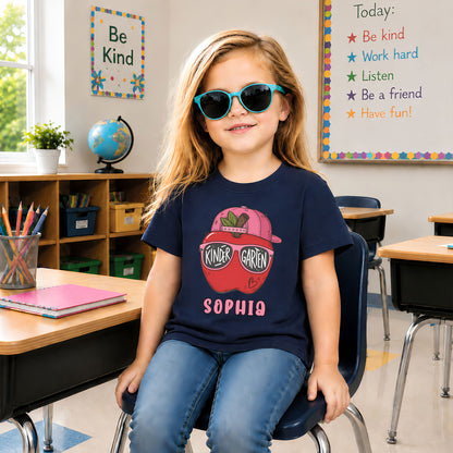 Apple School Shirt - Custom Kid Name & Grade T-shirt - First Day of School Gift for Boys & Girls