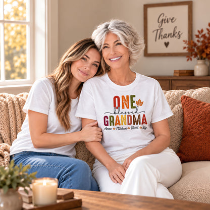 Personalized Thanksgiving Shirt - One Blessed Grandma - Custom Fall Gift for Grandma, Mom