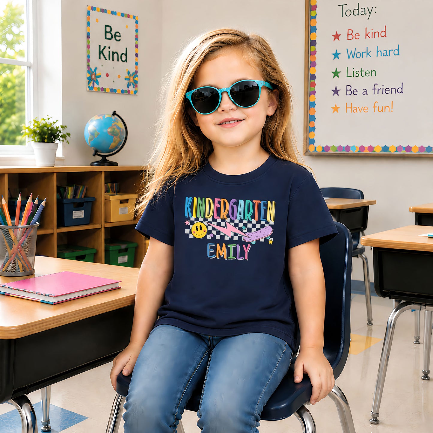 Personalized Back To School Shirt - Custom Grade & Name Kids T-Shirt - First Day of School Outfit for Boys and Girls