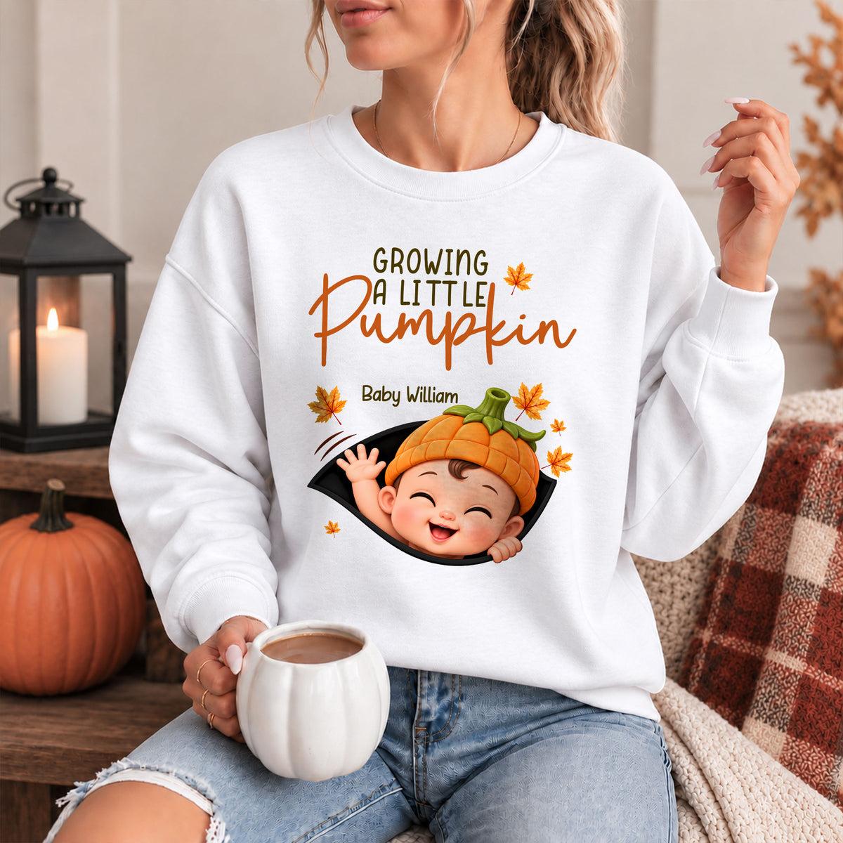 Personalized Pumpkin Baby Shirt - Growing A Little Pumpkin Shirt - New Baby Gift