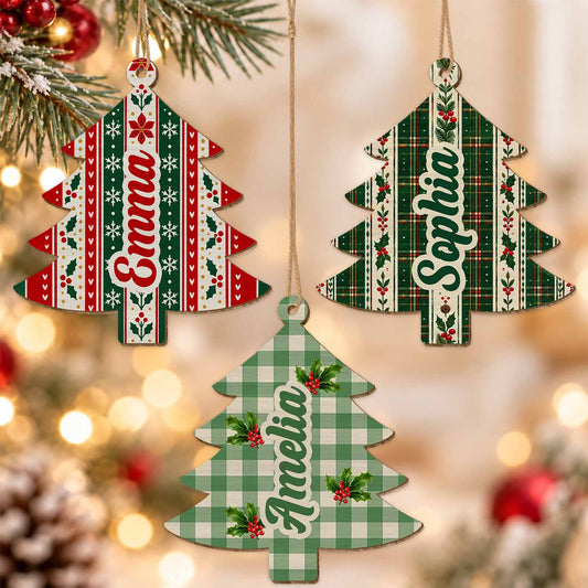 Personalized Custom Shape Wood Ornament - Custom Name Christmas Tree Ornament - Christmas Family Gifts