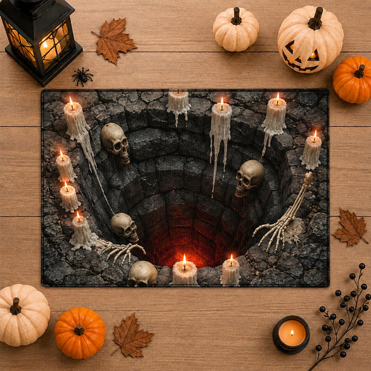 Halloween Door Mat, Spooky Front Door Mat, Skeleton Pumpkin Ghost Doormat, Halloween Gifts for Family