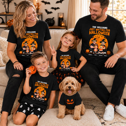 Just Waiting For Halloween - Personalized Halloween Family Shirt Custom Family Characters & Names Matching Halloween Outfit