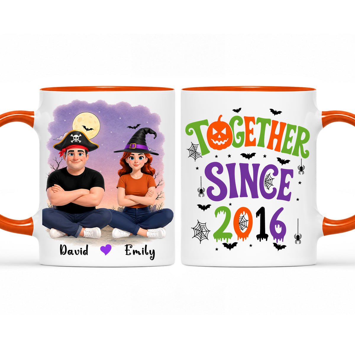 Personalized Halloween Couple Mug - Together Since Accent Mug - Halloween Gift for Couples