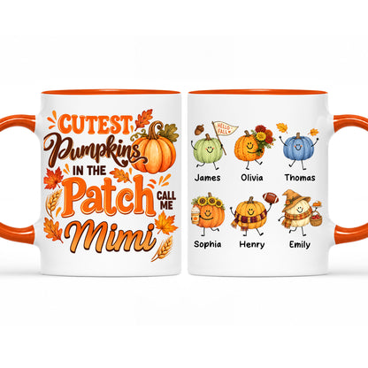 Personalized Thanksgiving Mug - The Cutest Pumpkins Call Me Mimi - Thanksgiving Gift for Mom, Grandma