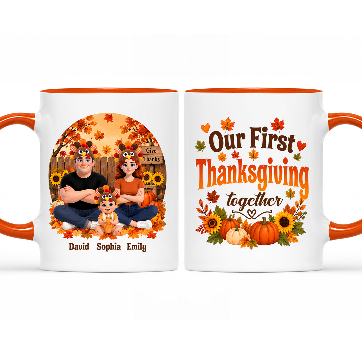 Personalized Thanksgiving Accent Mug – Our First Thanksgiving Together Mug - New Family Thanksgiving Gift