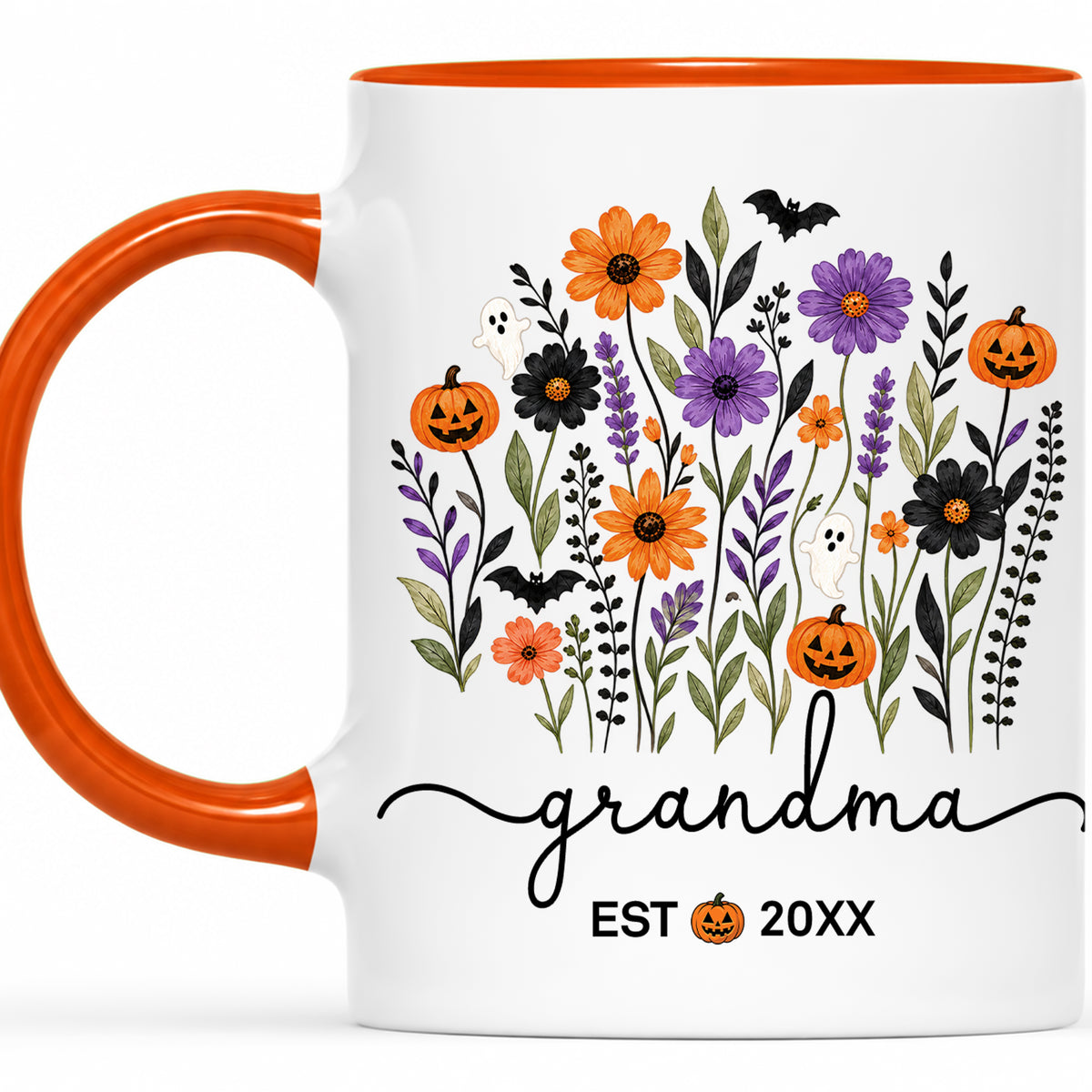 Personalized Halloween Grandparent Mug Set - Custom Grandma Grandpa Accent Mugs - New Grandparents Spooky Gift
