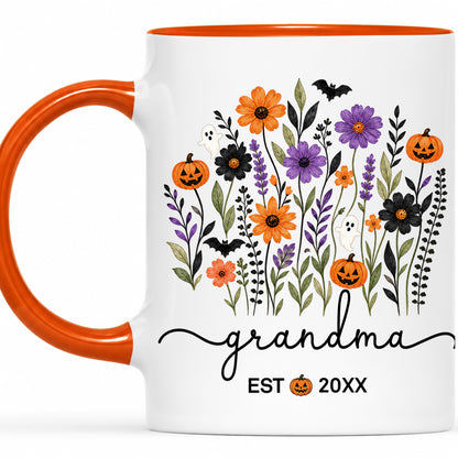Personalized Halloween Grandparent Mug Set - Custom Grandma Grandpa Accent Mugs - New Grandparents Spooky Gift