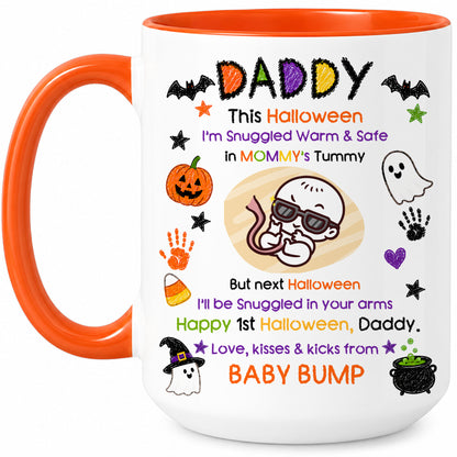 Personalized Baby's First Halloween Mug for New Dad, From Baby Bump - Halloween Gift for New Family
