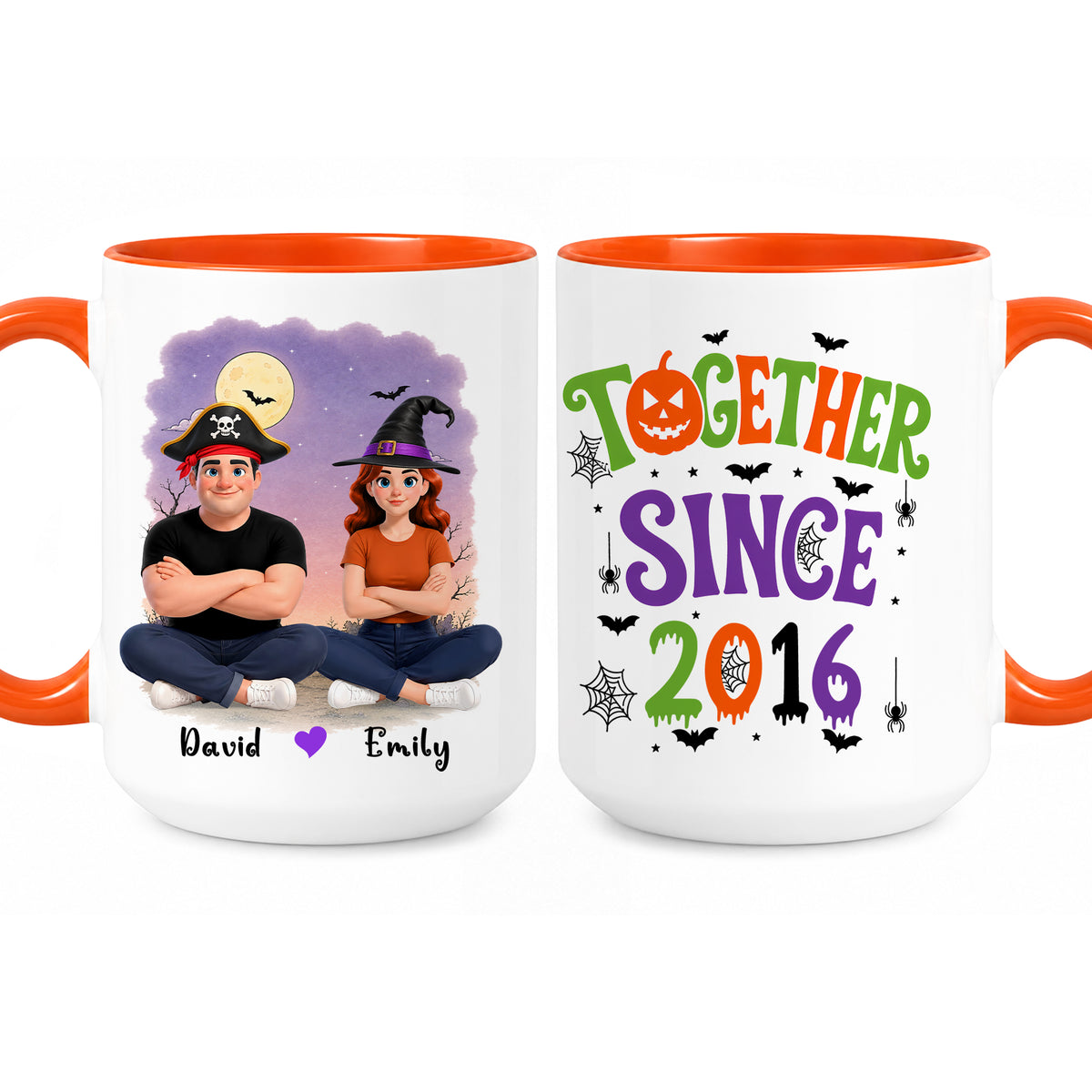 Personalized Halloween Couple Mug - Together Since Accent Mug - Halloween Gift for Couples