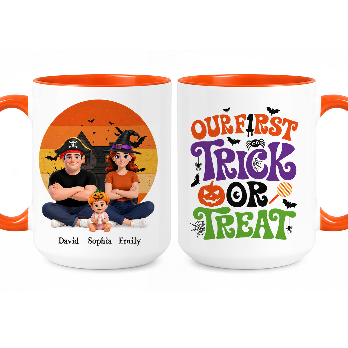 Personalized Halloween Family Mug - Our First Trick or Treat Accent Mug - New Family Halloween Gift