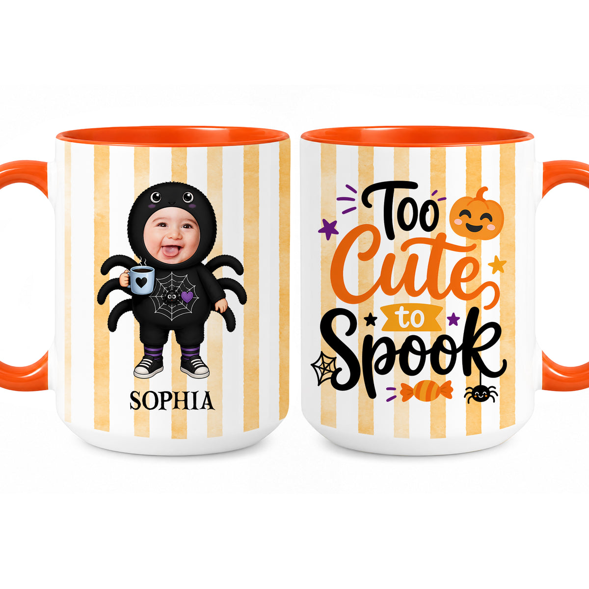 Personalized Halloween Baby Mug - Custom Photo Baby Kid Accent Mug - Cute Spooky Baby Gift