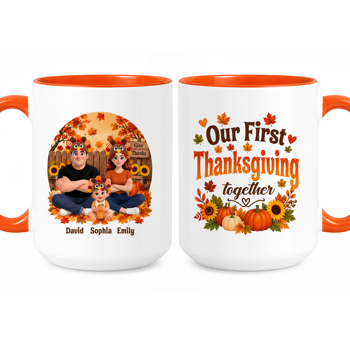 Personalized Thanksgiving Accent Mug – Our First Thanksgiving Together Mug - New Family Thanksgiving Gift