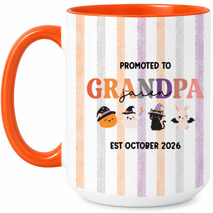 Personalized Halloween New Grandpa Grandma Mug Set - Custom Promoted to Grandparents Accent Mug
