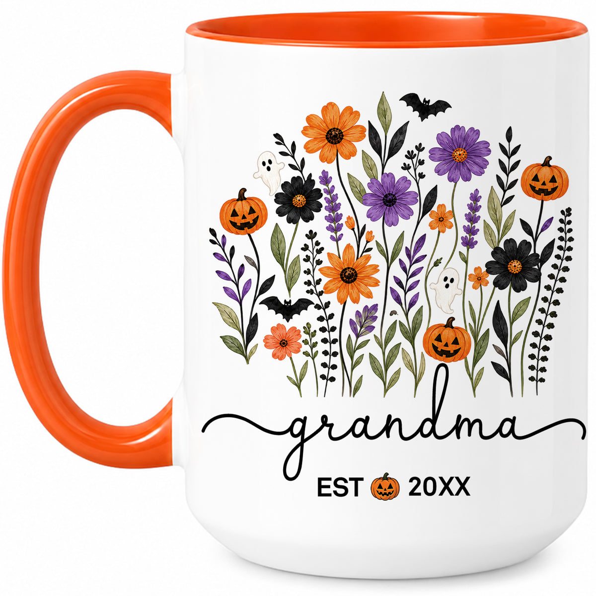 Personalized Halloween Grandparent Mug Set - Custom Grandma Grandpa Accent Mugs - New Grandparents Spooky Gift