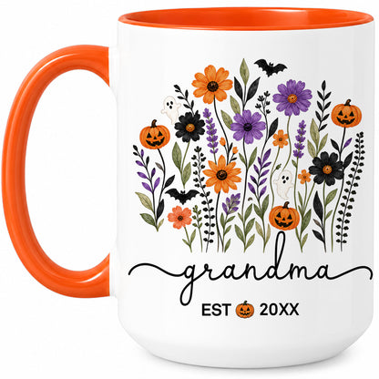 Personalized Halloween Grandparent Mug Set - Custom Grandma Grandpa Accent Mugs - New Grandparents Spooky Gift