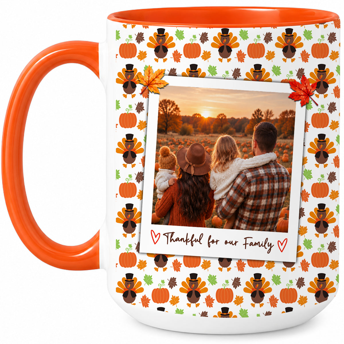 Personalized Thanksgiving Mug - Custom Photo & Message Accent Mug - Family Thanksgiving Gift