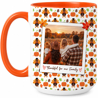 Personalized Thanksgiving Mug - Custom Photo & Message Accent Mug - Family Thanksgiving Gift