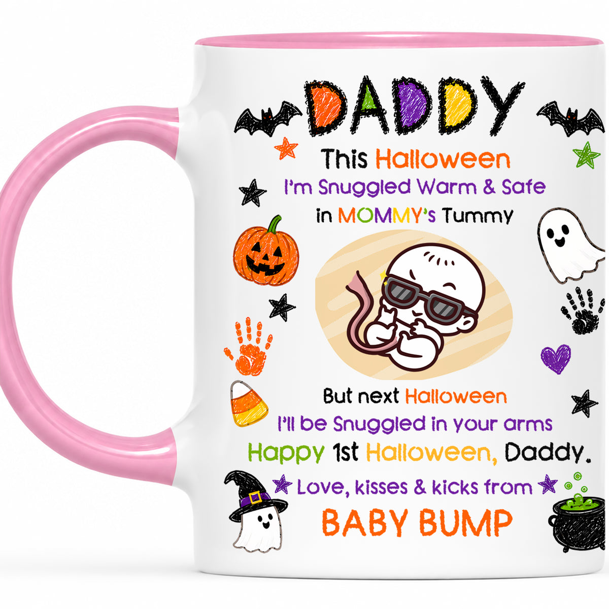 Personalized Baby's First Halloween Mug for New Dad, From Baby Bump - Halloween Gift for New Family
