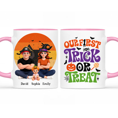 Personalized Halloween Family Mug - Our First Trick or Treat Accent Mug - New Family Halloween Gift