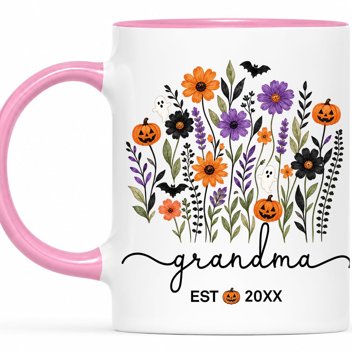Personalized Halloween Grandparent Mug Set - Custom Grandma Grandpa Accent Mugs - New Grandparents Spooky Gift