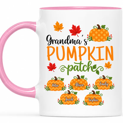 Personalized Thanksgiving Accent Mug - Grandma's Pumpkin Patch Mug - Thanksgiving Gift for Grandma, Mom