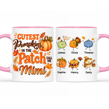 Personalized Thanksgiving Mug - The Cutest Pumpkins Call Me Mimi - Thanksgiving Gift for Mom, Grandma