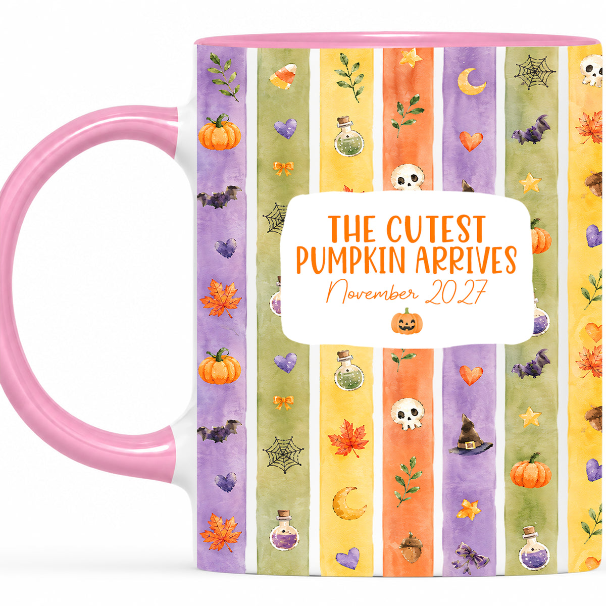 Personalized Halloween Mug - The Cutest Pumpkin Arrives - Baby Arriving Gift for Family