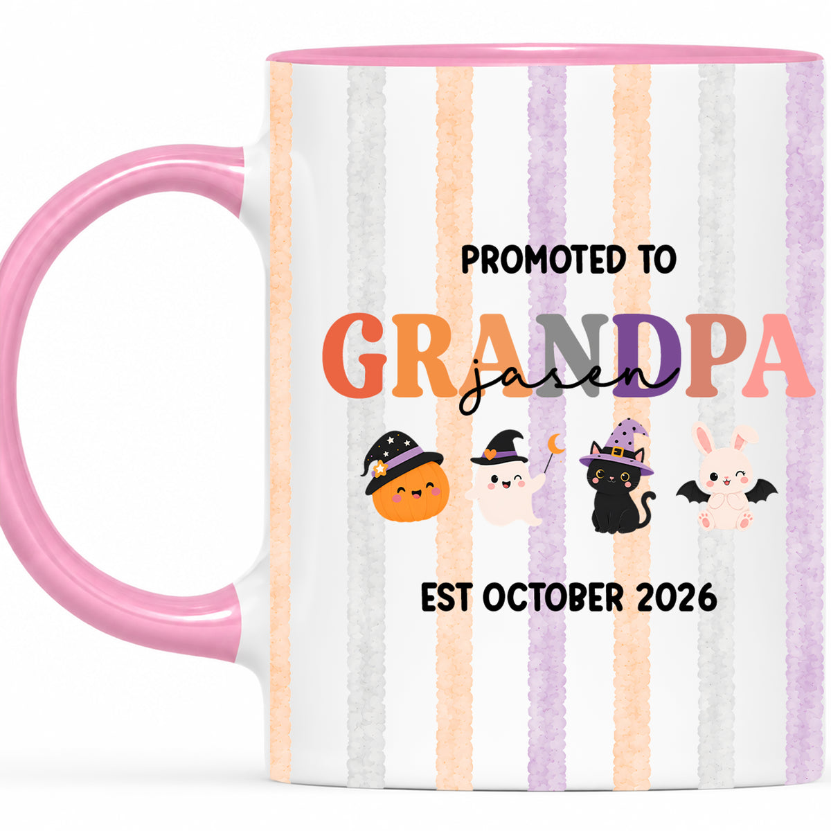 Personalized Halloween New Grandpa Grandma Mug Set - Custom Promoted to Grandparents Accent Mug