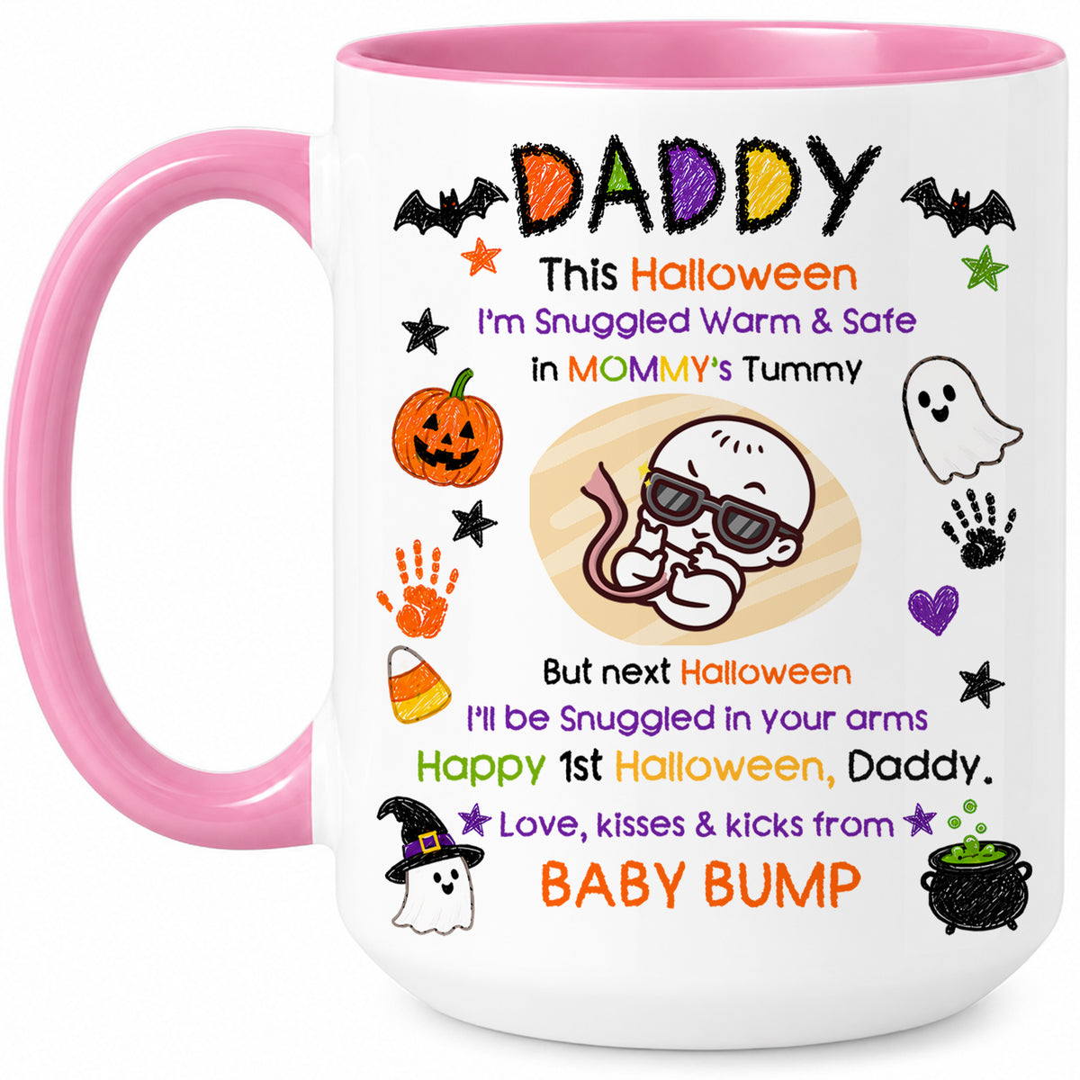 Personalized Baby's First Halloween Mug for New Dad, From Baby Bump - Halloween Gift for New Family